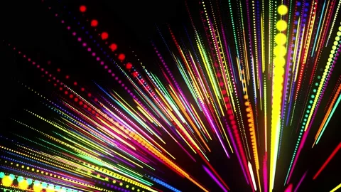 Abstract 3d loop background with glowing particles lined up in a row in 3d space Stock Footage 140124741