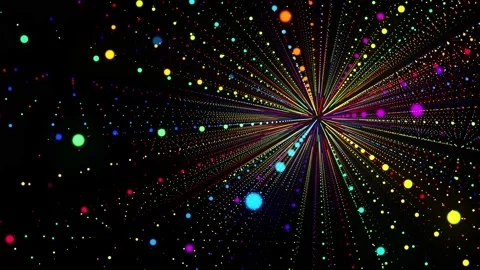 Abstract 3d loop background with glowing particles lined up in a row in 3d space Stock Footage 140124921