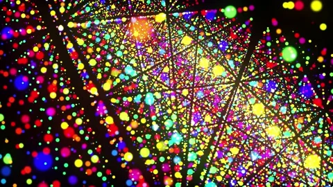 Abstract 3d loop background with glowing particles lined up in a row in 3d space Stock Footage 140124926