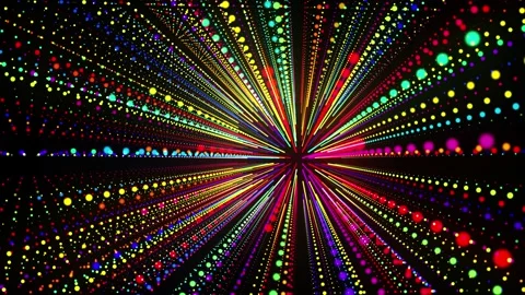 Abstract 3d loop background with glowing particles lined up in a row in 3d space Stock Footage 143482103