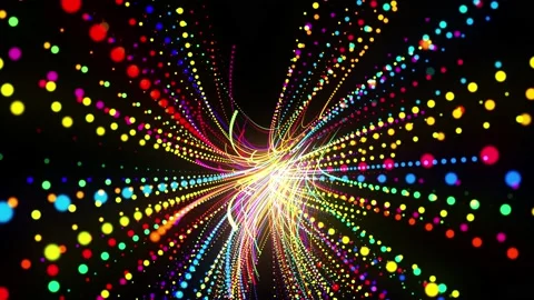 Abstract 3d loop background with glowing particles lined up in a row along Stock Footage 154559885