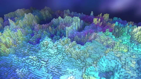 Abstract 3D loop. Digital cubes landscape. Geometric terrain animation Vidéo 149253357