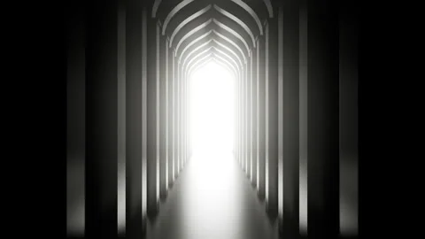 Abstract 3d loopable animation arabic arch gate with light. Stock Footage 278279117