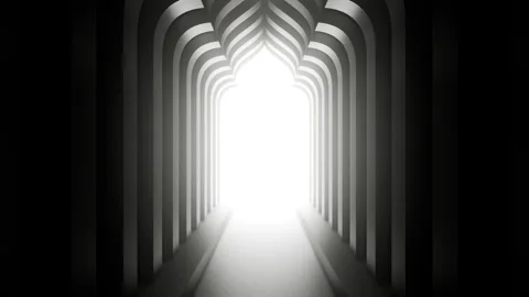 Abstract 3d loopable animation arabic arch gate with light. Stock Footage 278279185