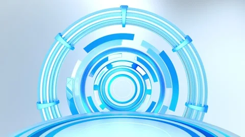Abstract 3D looping animation render of round futuristic sci fi stage podium Video stock 317138254