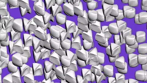 Abstract 3D Low Poly White Stones Wave Pattern on Purple. Seamless Loop 8K Stock Footage 339045756