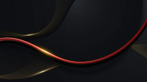 Abstract 3D luxury background black and golden wave lines with light effect r Stock Illustration