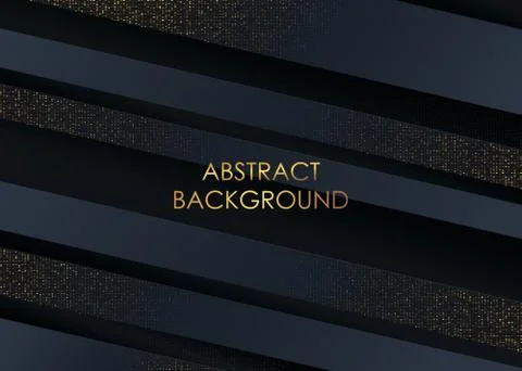 Abstract 3d luxury black background with glitter. Black banner with gold dots Stock Illustration