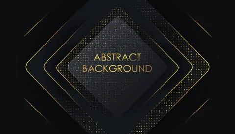 Abstract 3d luxury black background with glitter. Black banner with gold dots Stock Illustration