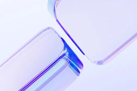 Abstract 3d macro background with crystal glass holographic transparent cube Stock Illustration