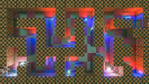 Abstract 3d maze top view. 3d render illustration Illustrazione stock