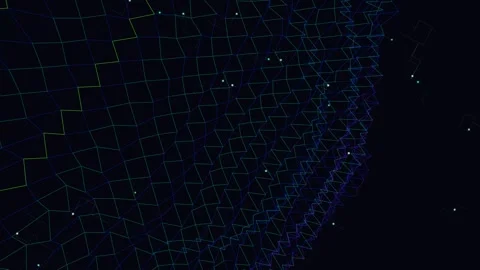 Abstract 3D Mesh Grid Animation with Neon Glowing Lines Vídeo Stock 334552898