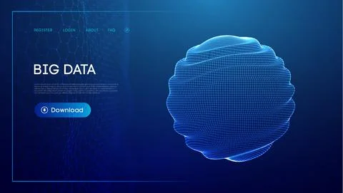 Abstract 3d mesh sphere tech vector. Cloud technology science background. Stock Illustration