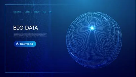 Abstract 3d mesh sphere tech vector. Cloud technology science background. Stock Illustration