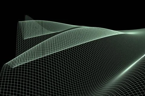 Abstract 3d mesh wave background. Futuristic technology style. Elegant backgr Stock Illustration