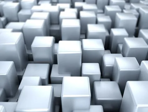 Abstract 3D Metal Cubes Background Stock Illustration