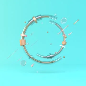 Abstract 3D of metal objects on blue background. stock Illustration Stock Photos