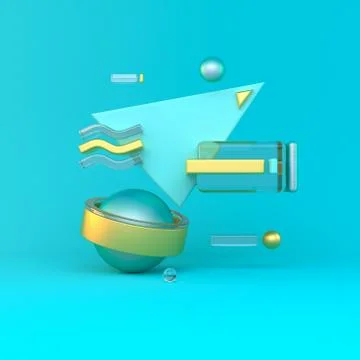 Abstract 3D of metal objects on violet background. stock Illustration Stock Photos