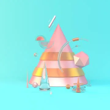 Abstract 3D of metal objects on violet background. stock Illustration Stock Photos