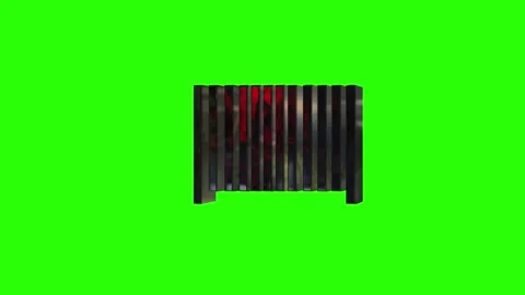 Abstract 3D Metallic Bars with Glowing Red Light on Green Screen Stock Footage 330920039