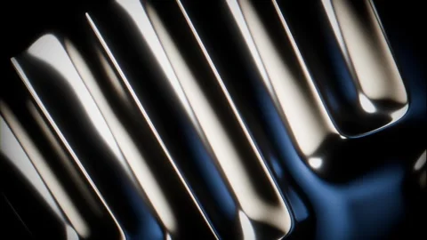 Abstract 3D Metallic Blue and Silver Liquid Waves Animation - Looping Clip Vídeo Stock 345026487