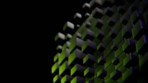 Abstract 3D metallic cubes grid displaying artificial intelligence data pro.. Stock Footage 346889049