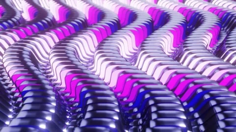 Abstract 3D Metallic Cylinder Waves with Glowing Pins Background in 4K Stockbeeldmateriaal 341498756