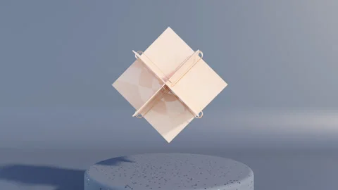 Abstract 3D Minimalist Motion of Rotating Square Plates: Seamless Geometric Stock-Footage 280959738