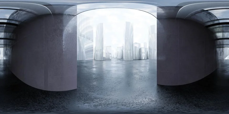 Abstract 3d model render illustration vr hdr style equirectangular panorama of Stock Illustration