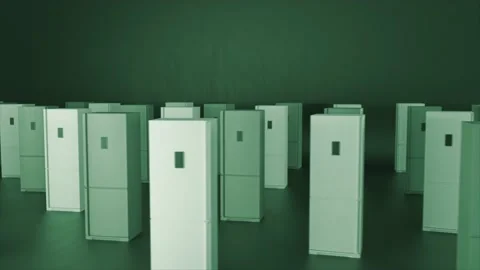 Abstract 3d models of a modern refrigerator with electronic panel rotating on Stock Footage 156965840