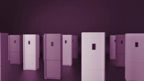 Abstract 3d models of a modern refrigerator with electronic panel rotating on Stock Footage 157283147