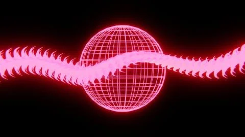 Abstract 3d modern snake dragon scale spiral neon shiny shapes sphere disco Stock Illustration