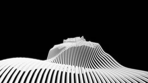 Abstract 3D Monochrome Topographic Waves Looping Background Stock Footage 314475033