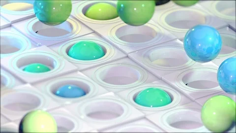 Abstract 3d motion background render loop  with multicolor spheres. 스톡 동영상 123835680