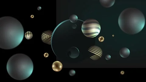 Abstract 3D motion graphic background floating spheres and textured shapes i Stock Footage 329661077