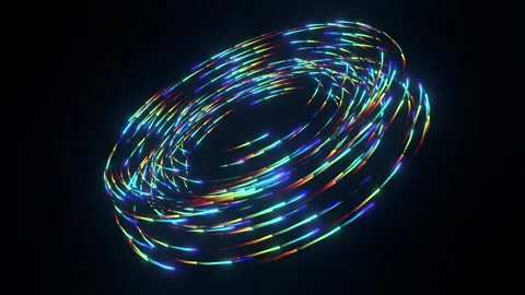 Abstract 3d motion graphic of glowing colorful light trails in a circle Vidéo 337800778