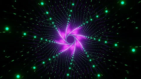 Abstract 3d motion on rotating lines out of dots and glow asterisk effect n the Stock Footage 214858115