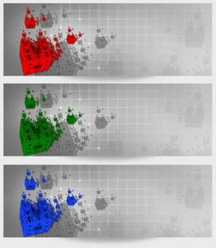 Abstract 3D Multicolor Banner Set Stock Illustration