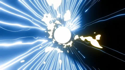 Abstract 3D neon background. Blue glowing energy electricity streaks. Streams of Stock Footage 264767399