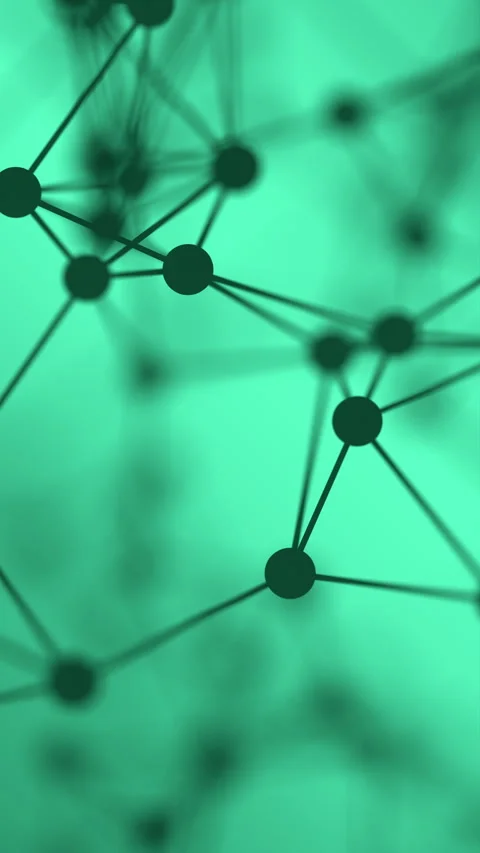 Abstract 3D network of connected dots and lines on a teal background. Stock Footage 313550026