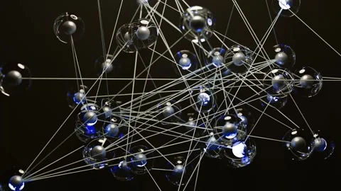 Abstract 3D network of glass sof glass spheres connected by lines Stock Footage 312273915