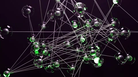 Abstract 3D network of glass spheres connected Stock-Footage 312274090
