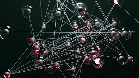 Abstract 3D network of glass spheres connected by lines Stock Footage 312274200