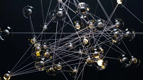 Abstract 3D network of glass spheres connected by lines Stock Footage 312274209