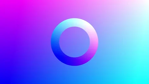 Abstract 3D number zero or letter O rotating on a colorful neon gradient Stock Footage 332069513