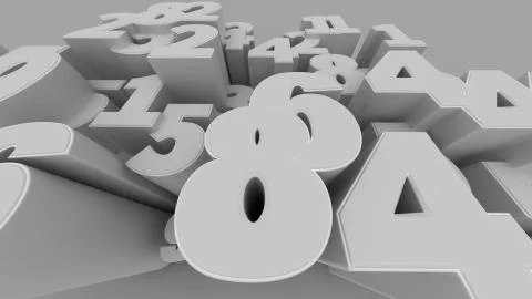 Abstract 3D numbers background computer generated render. Stock Illustration