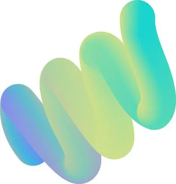 Abstract 3d object isolated on white background. Trendy turquoise, green and Illustrazione stock