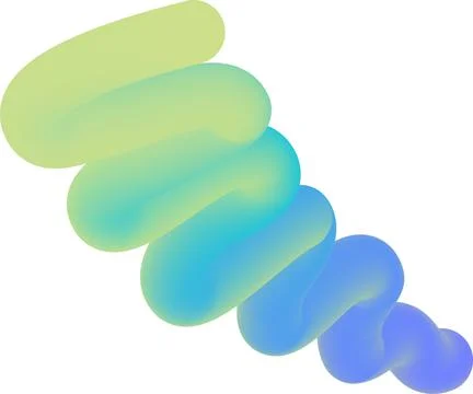 Abstract 3d object isolated on white background. Trendy turquoise, green and Stock Illustration