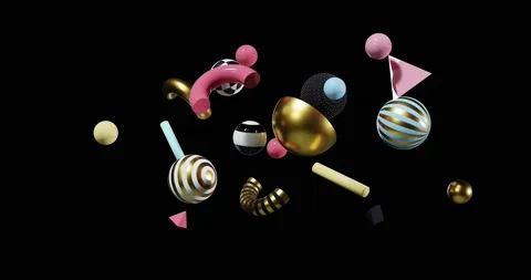 Abstract 3d objects on black background,... | Stock Video | Pond5