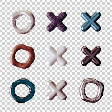 Abstract 3d objects with different textures. Png set. Stock Illustration